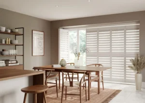 Dining Room Shutters Bifold Track Traffic White 114mm Slats